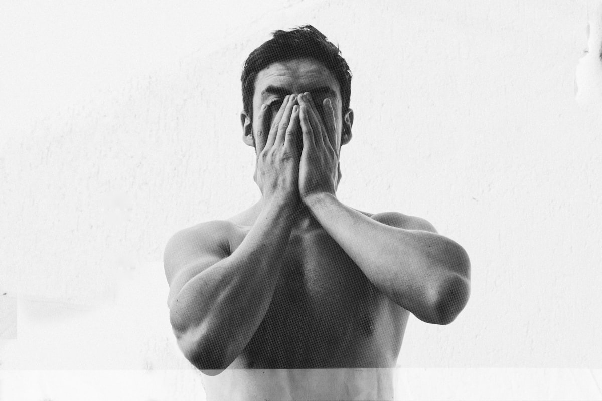 Yoga teacher instructing breathing practice